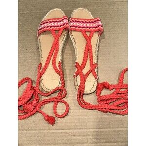 Hollister Women’s Flat Espadrille Gladiator Tie Sandals Multi Color B16